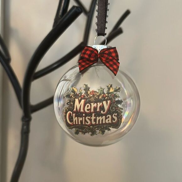 Upcycled Clear Glass Ornaments 3 Different Christmas Balls Sign Frosty Floral - Picture 5 of 15